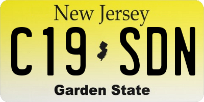 NJ license plate C19SDN
