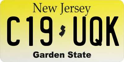 NJ license plate C19UQK
