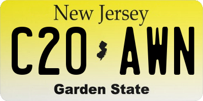 NJ license plate C20AWN