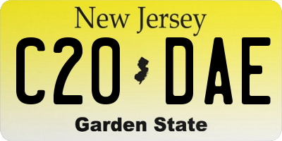 NJ license plate C20DAE