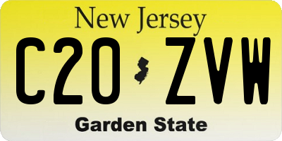 NJ license plate C20ZVW
