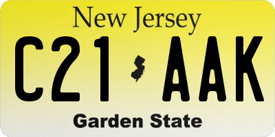 NJ license plate C21AAK
