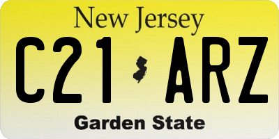NJ license plate C21ARZ