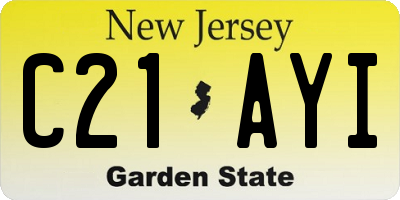 NJ license plate C21AYI