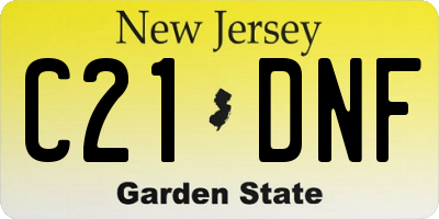 NJ license plate C21DNF