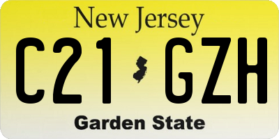 NJ license plate C21GZH
