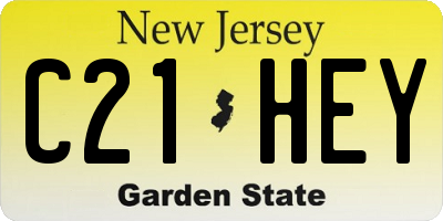NJ license plate C21HEY