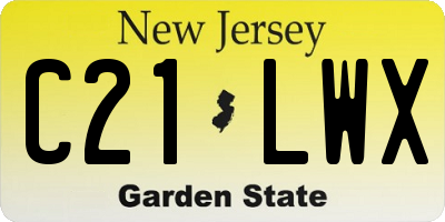 NJ license plate C21LWX