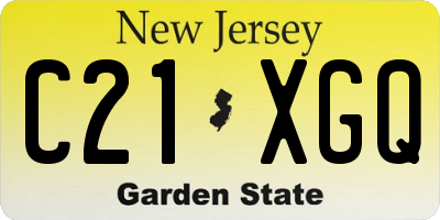NJ license plate C21XGQ