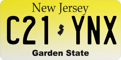 NJ license plate C21YNX