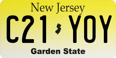 NJ license plate C21YOY