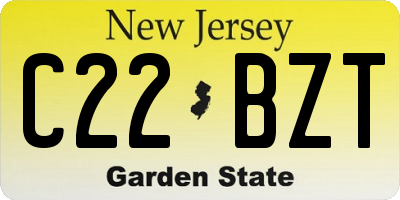 NJ license plate C22BZT
