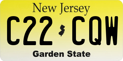 NJ license plate C22CQW