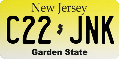 NJ license plate C22JNK