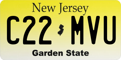 NJ license plate C22MVU