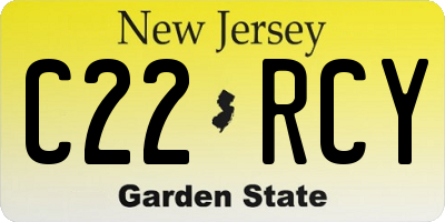NJ license plate C22RCY