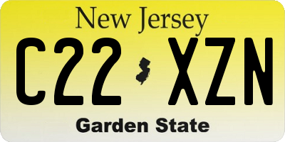 NJ license plate C22XZN