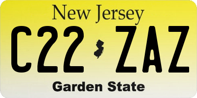 NJ license plate C22ZAZ