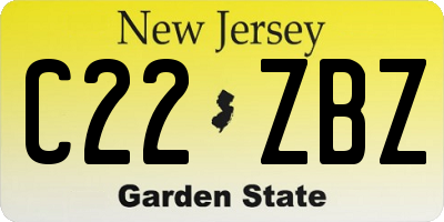 NJ license plate C22ZBZ