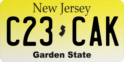 NJ license plate C23CAK