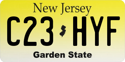 NJ license plate C23HYF
