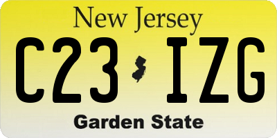NJ license plate C23IZG