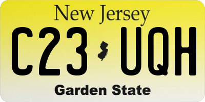 NJ license plate C23UQH