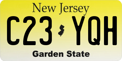 NJ license plate C23YQH