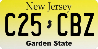 NJ license plate C25CBZ