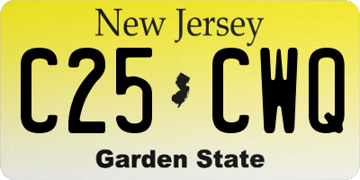 NJ license plate C25CWQ