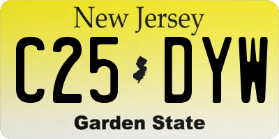 NJ license plate C25DYW