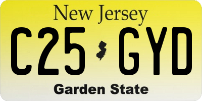 NJ license plate C25GYD