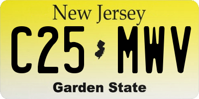 NJ license plate C25MWV