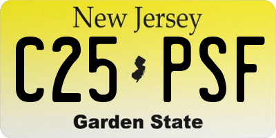 NJ license plate C25PSF