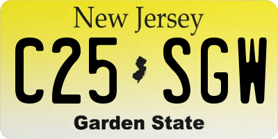NJ license plate C25SGW
