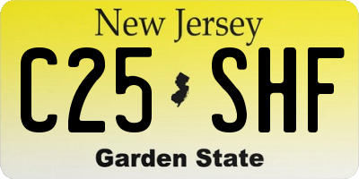 NJ license plate C25SHF