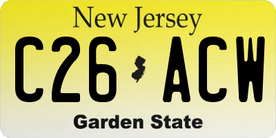 NJ license plate C26ACW