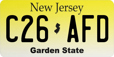 NJ license plate C26AFD