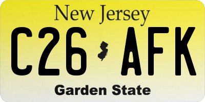 NJ license plate C26AFK