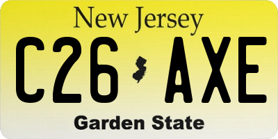 NJ license plate C26AXE
