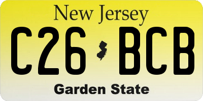 NJ license plate C26BCB