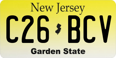 NJ license plate C26BCV