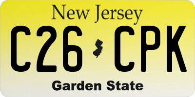 NJ license plate C26CPK