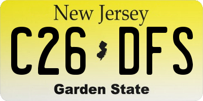 NJ license plate C26DFS