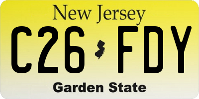 NJ license plate C26FDY