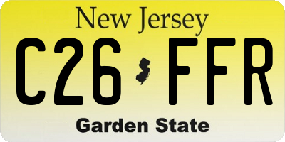 NJ license plate C26FFR