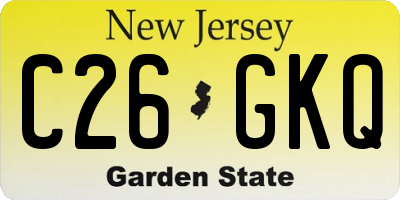 NJ license plate C26GKQ