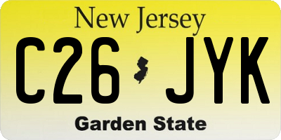 NJ license plate C26JYK