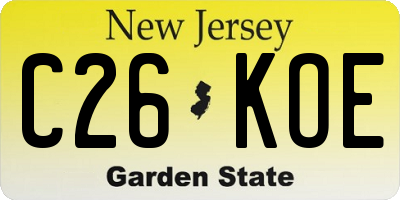 NJ license plate C26KOE