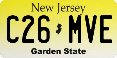 NJ license plate C26MVE